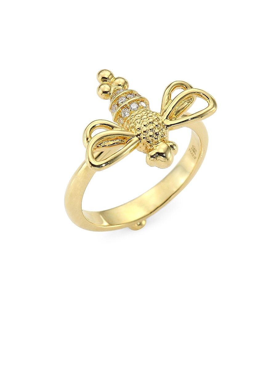 Women's Florence86 Garden Of Earthly Delights Diamond & 18K Yellow Gold Resting Bee Ring - Yellow Gold - Size 6.5