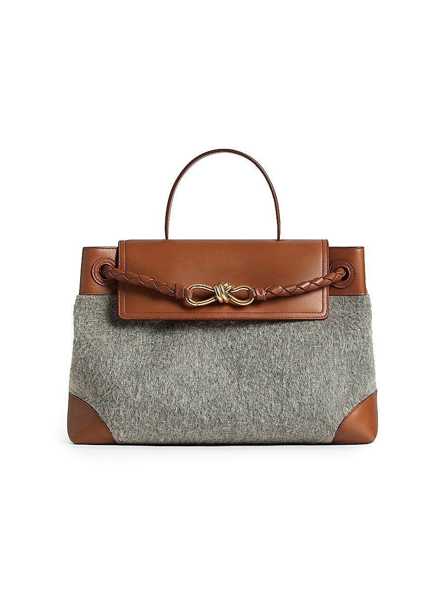 Women's Medium Two-Tone Top Handle Bag - Grey Light Wood