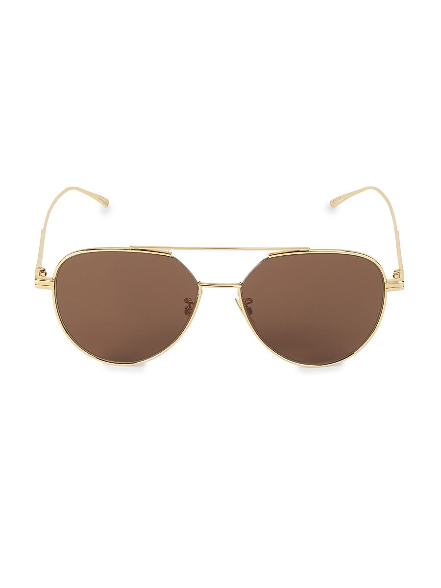 Women's 57MM Browline Aviator Sunglasses - Gold
