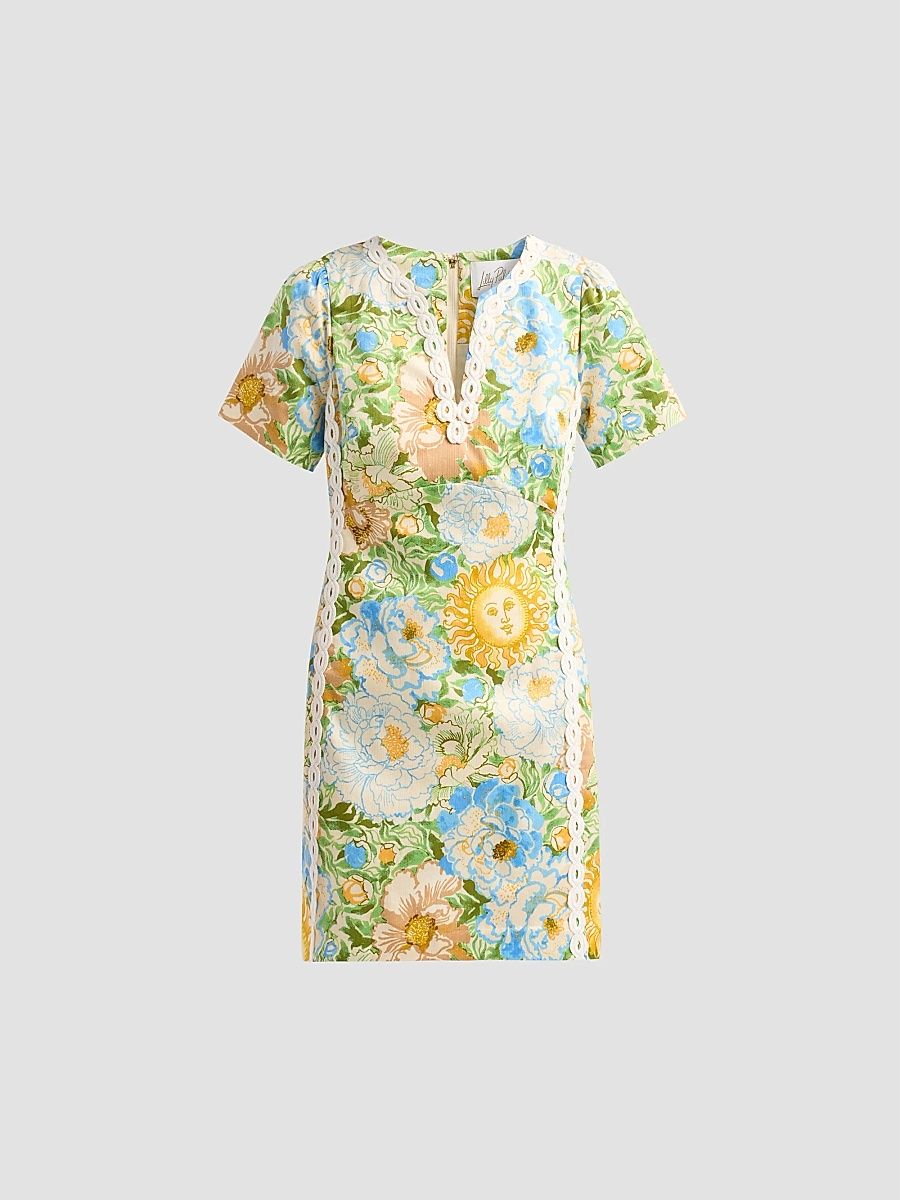 Lilly Pulitzer Women's Minerva Stretch Sheath Mini Dress - Rutabaga Sympeony - Size 16