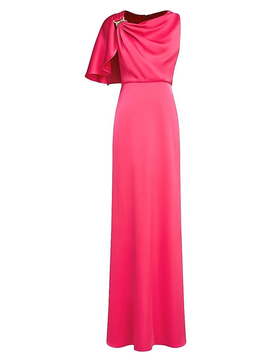 Women's Darcie Satin Flutter-Sleeve Gown - Begonia - Size 16
