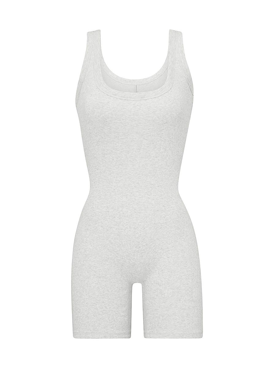 Women's Cotton Rib Onesie Bodysuit - Light Heather Grey - Size XXS