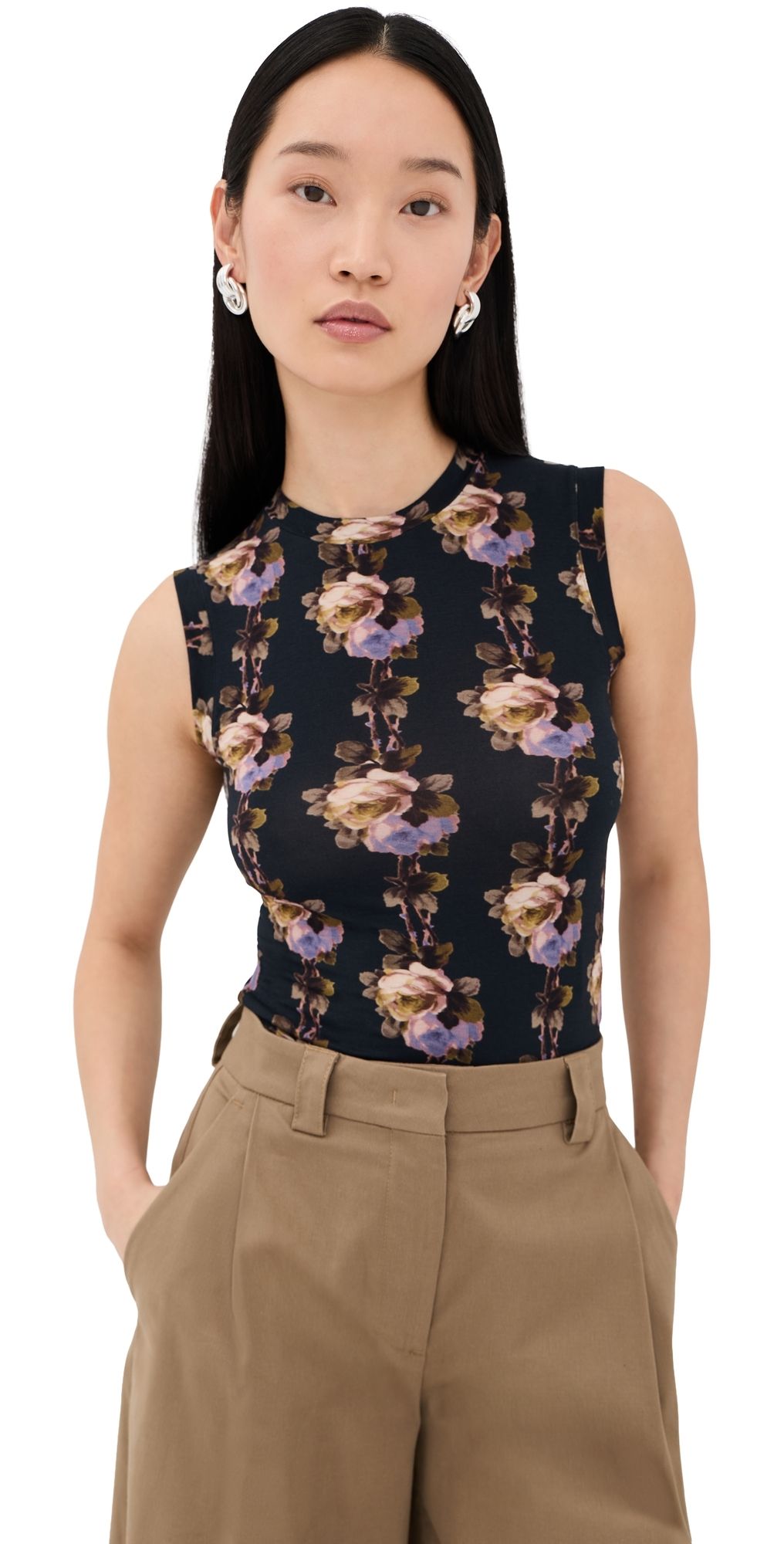 Meryll Rogge Printed Jersey T-Shirt Black Lilac S