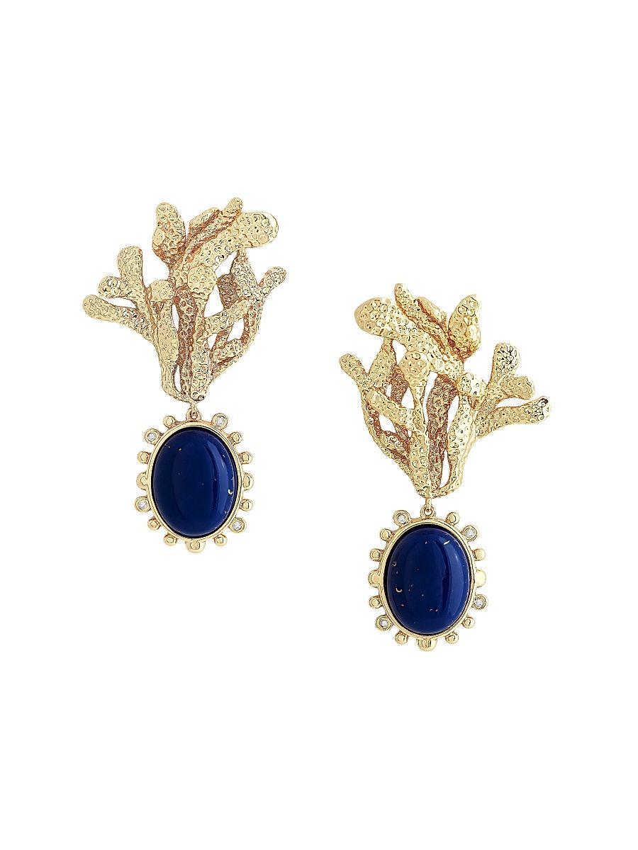 Women's Ocean Kelp 18K-Gold-Plated, Lapis Lazuli & Cubic Zirconia Drop Earrings - Gold