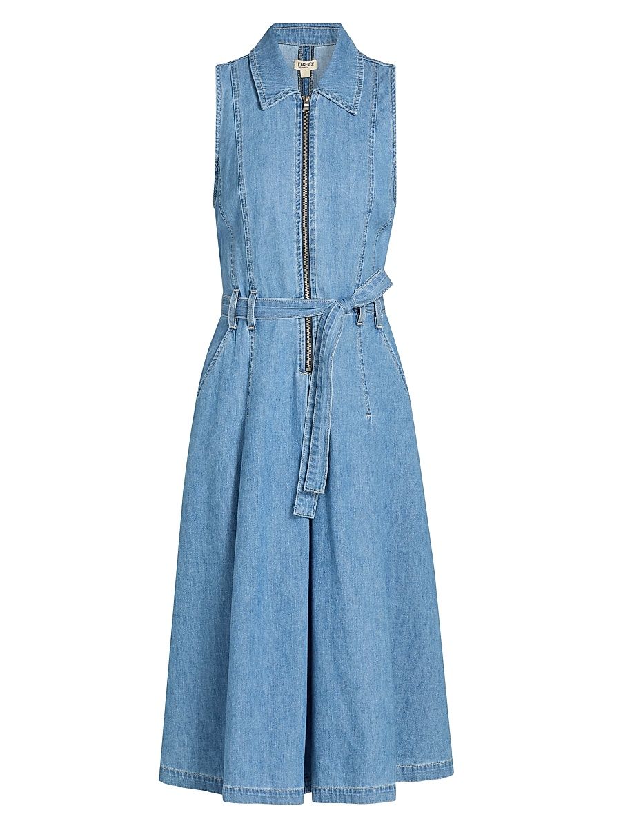 Women's Kieran Denim Belted Shirtdress - Oracle - Size 12
