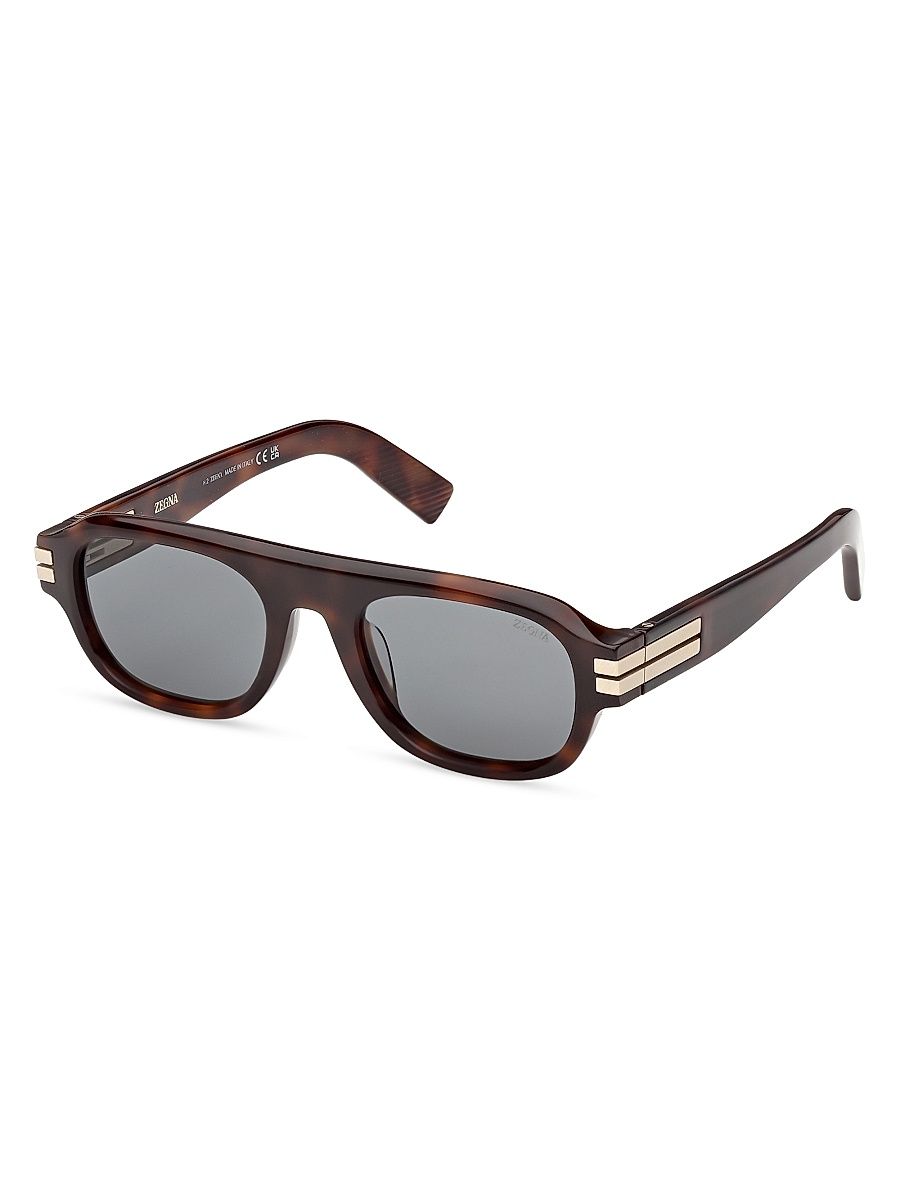 Men's 52MM Oval Sunglasses - Brown Grey