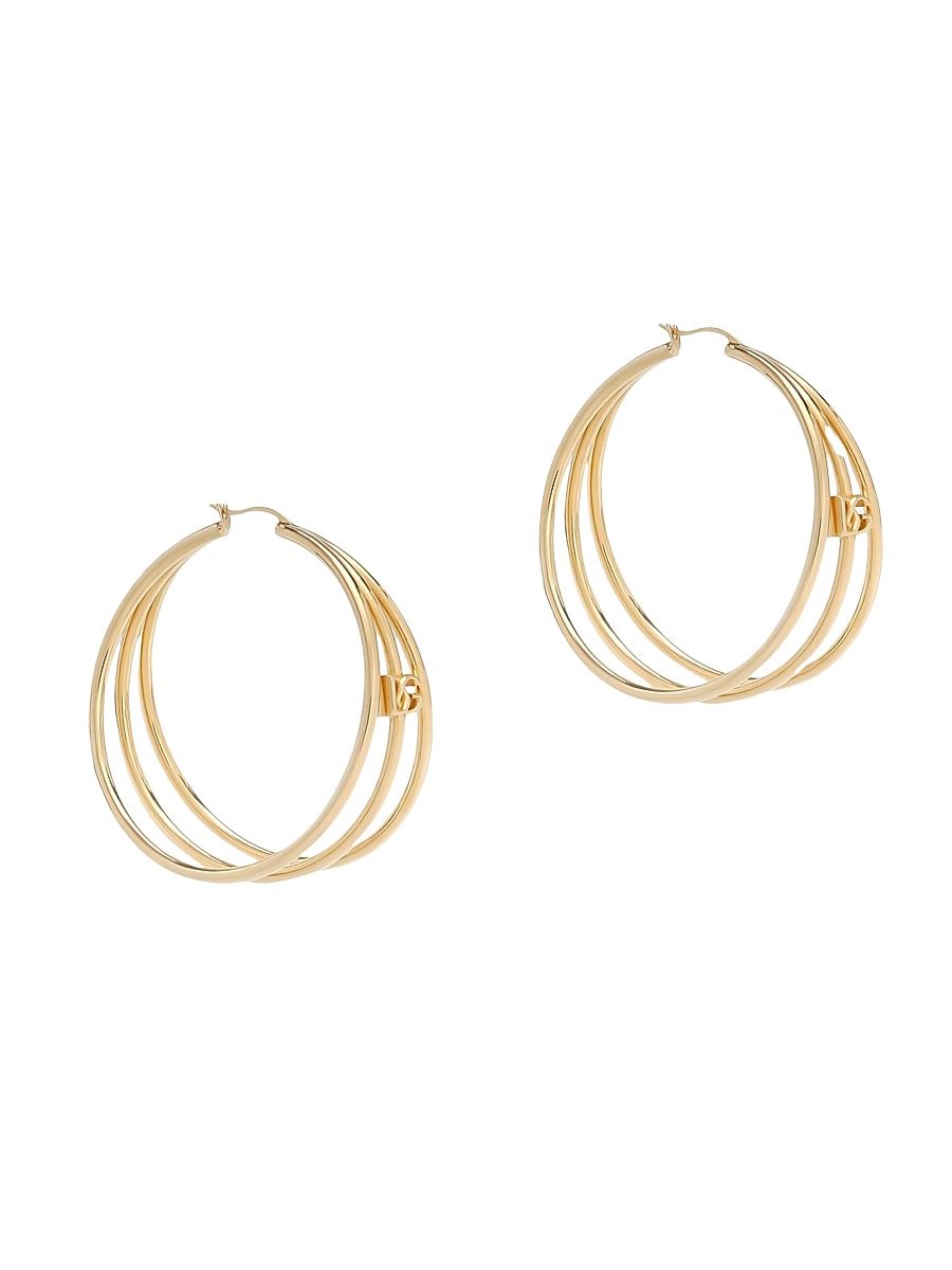 Women's Logo Goldtone Triple Hoop Earrings - Yellow Gold