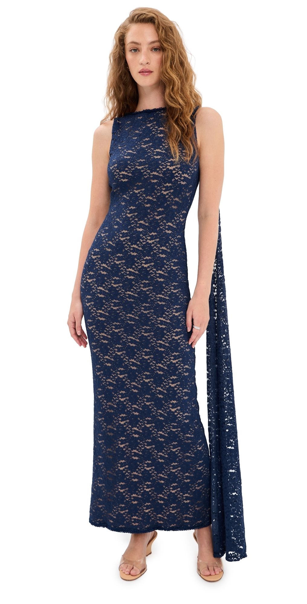 Runaway the Label Janie Boat Neck Maxi Dress NAVY M