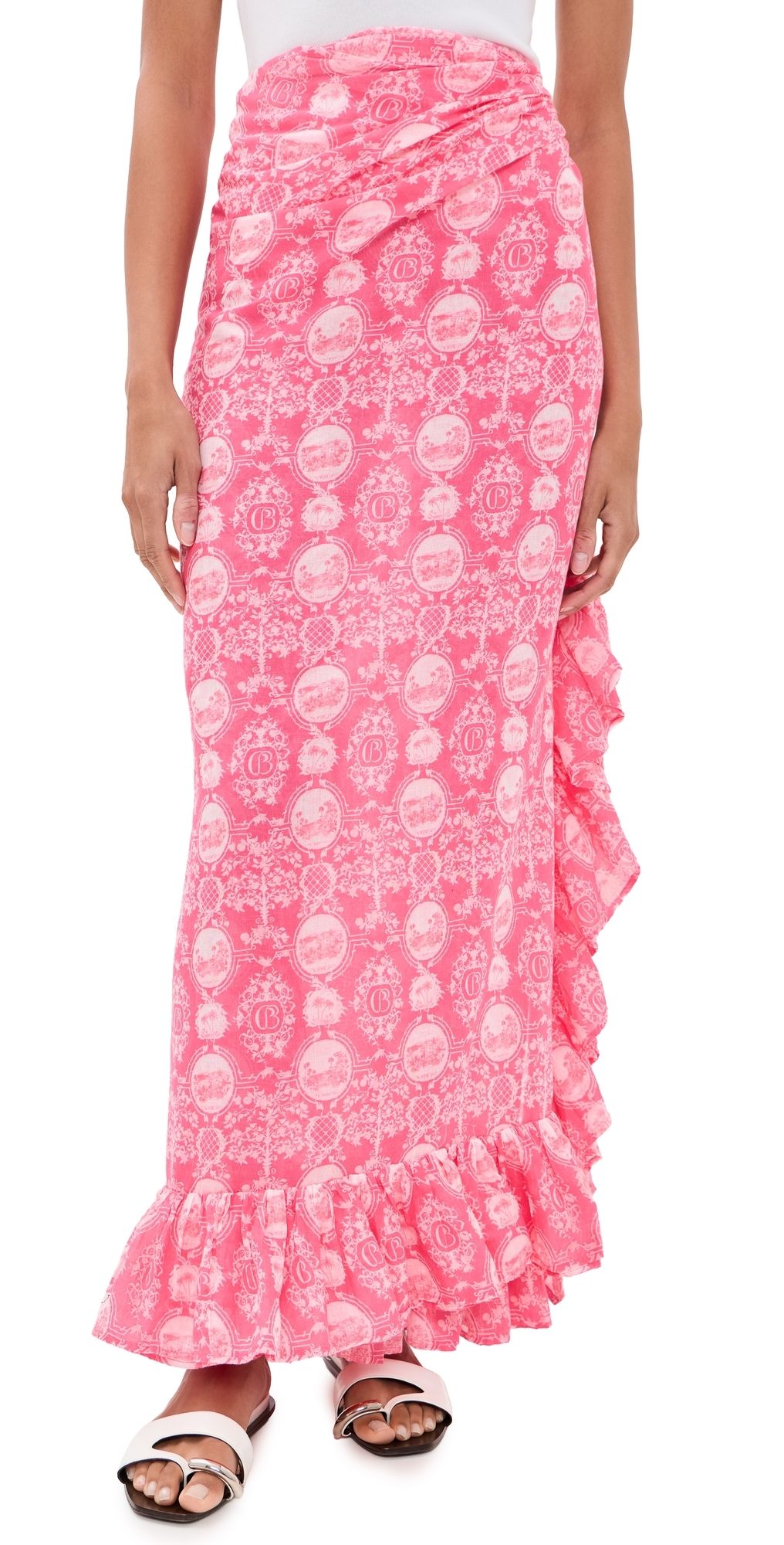 Coniglio Palm Beach Ruffle Power Coverup Pareo Vistas Paloma Pink 2