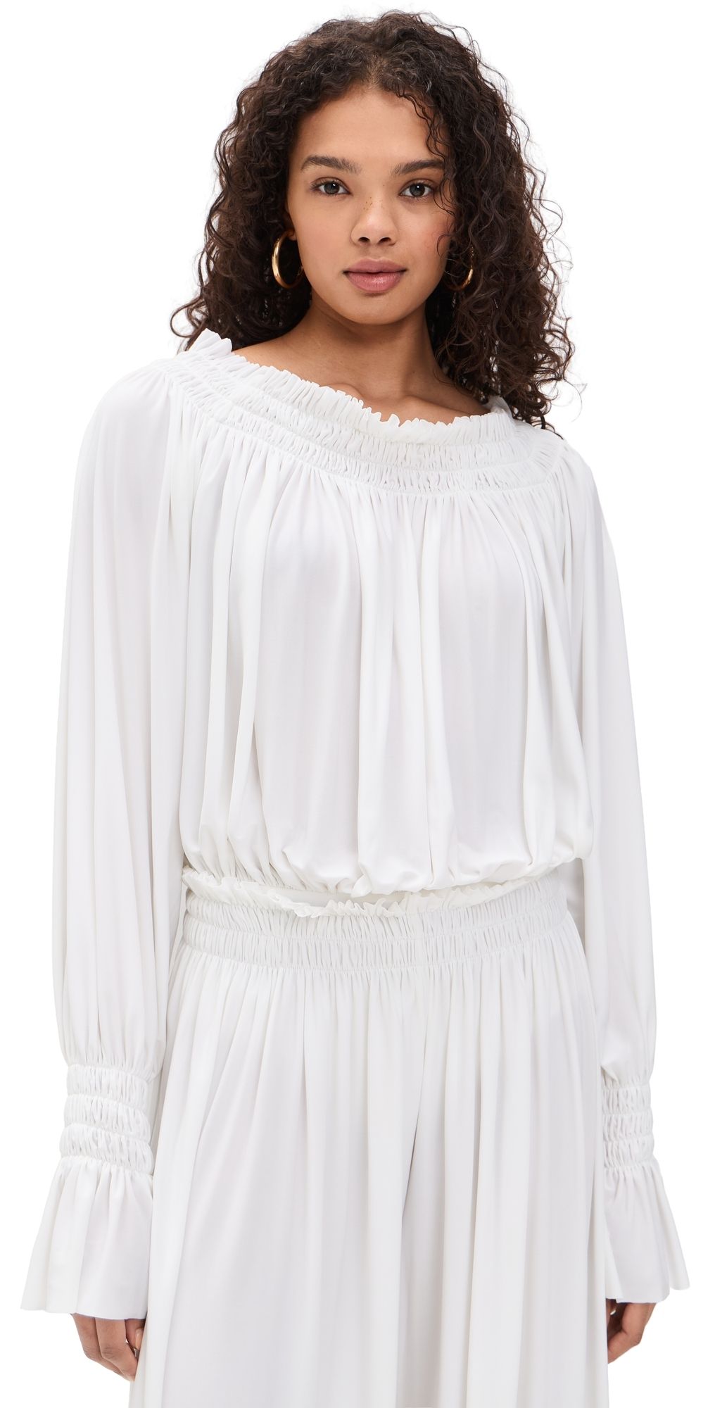 Norma Kamali Peasant Bodysuit Snow White XL