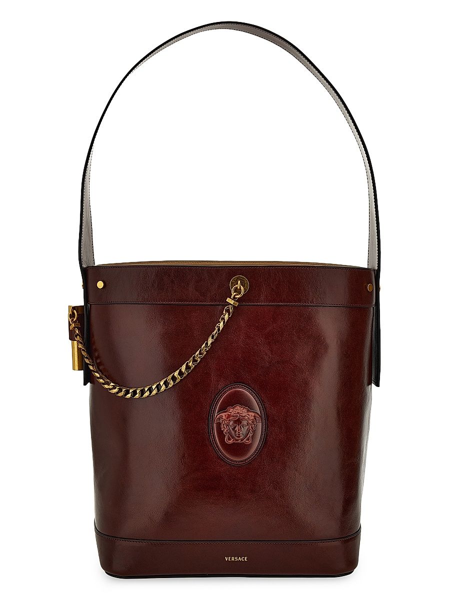 Women's Pivot Large Leather Bucket Bag - Rosewood Gold