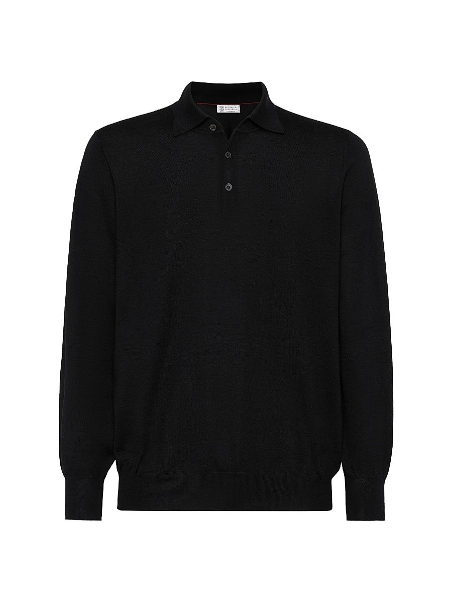 Men's Lightweight Knit Polo Shirt - Black - Size 46