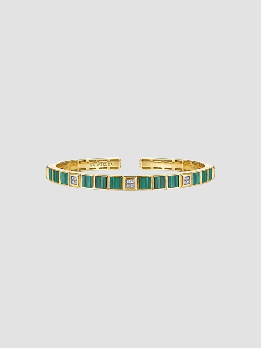 Gabriel & Co Women's 14K Yellow Gold, Malachite & 0.07 TCW Diamond Cuff - Gold