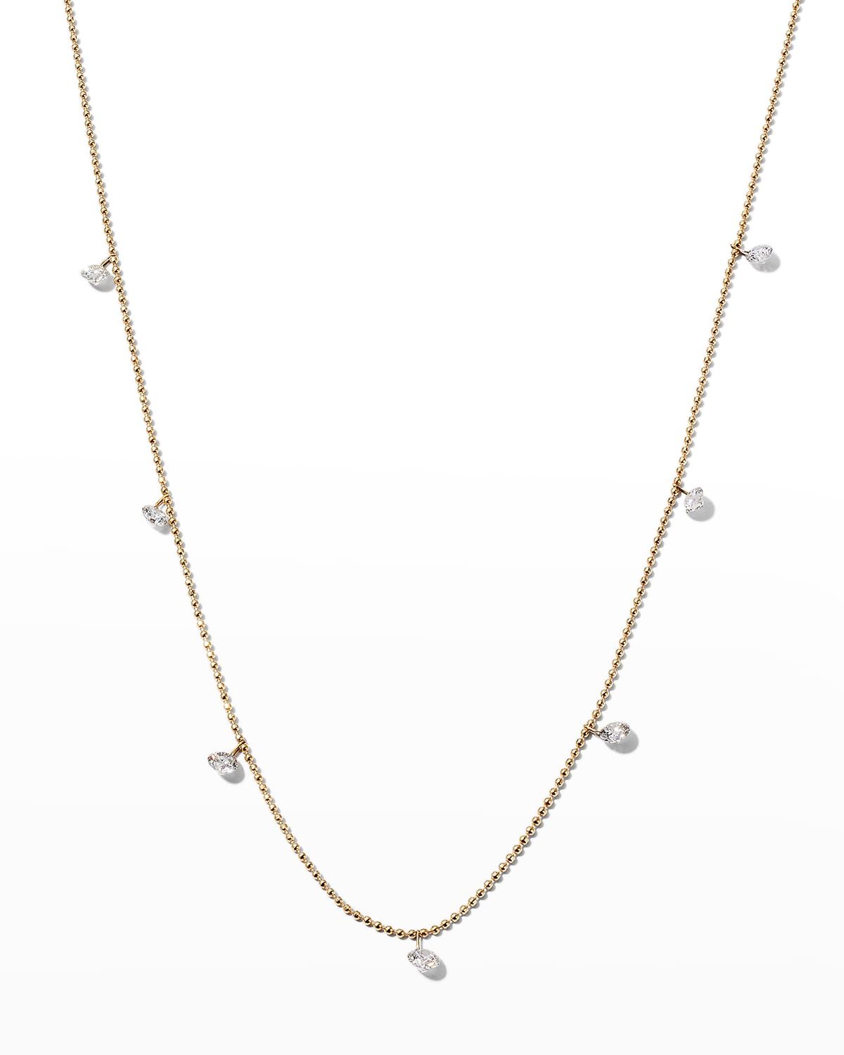 Tiny Floating Diamond Necklace in Yellow