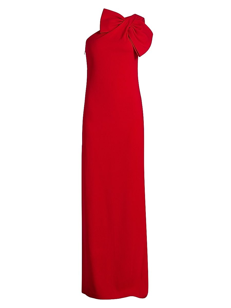 Women's Cosette Bow Crêpe One-Shoulder Gown - Cardinal - Size 14