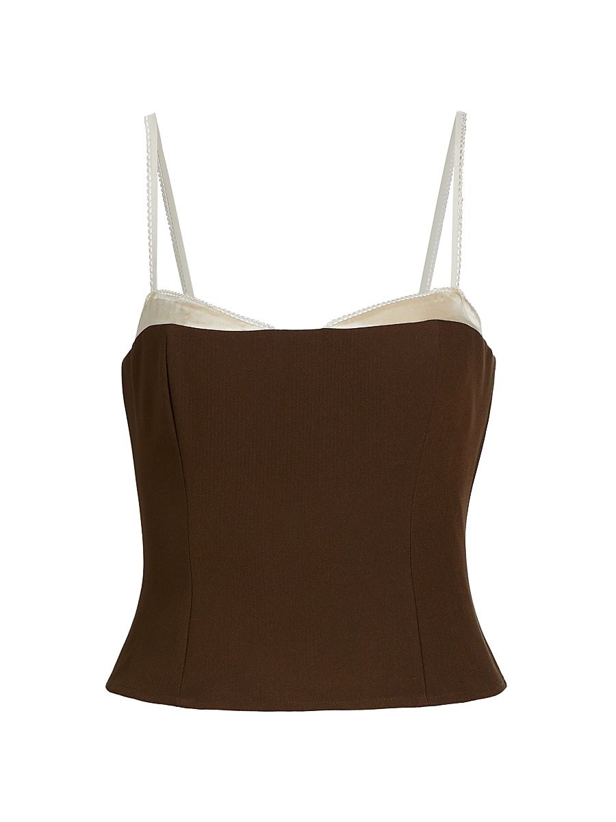 Women's Melanie Layered Crop Top - Cafe - Size 8