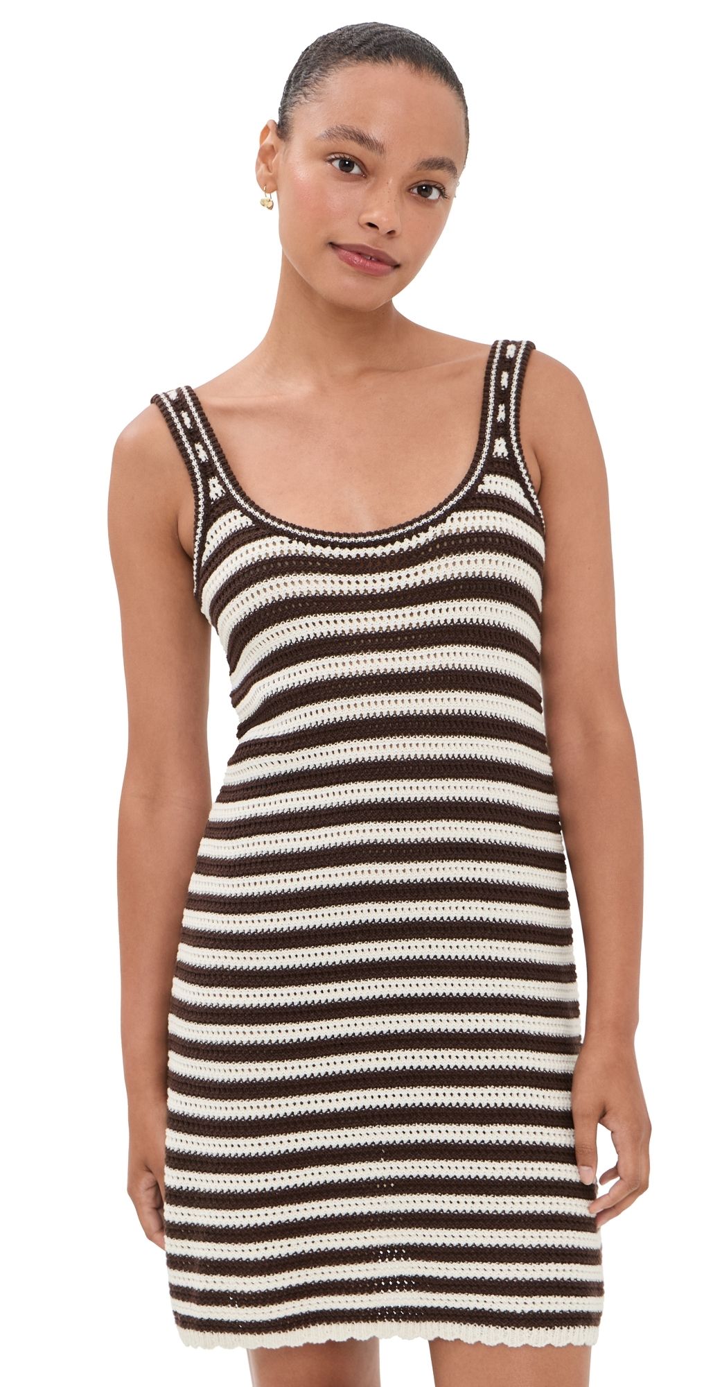 Marine Layer Archive Sweater Mini Dress Brown/White Stripe XS