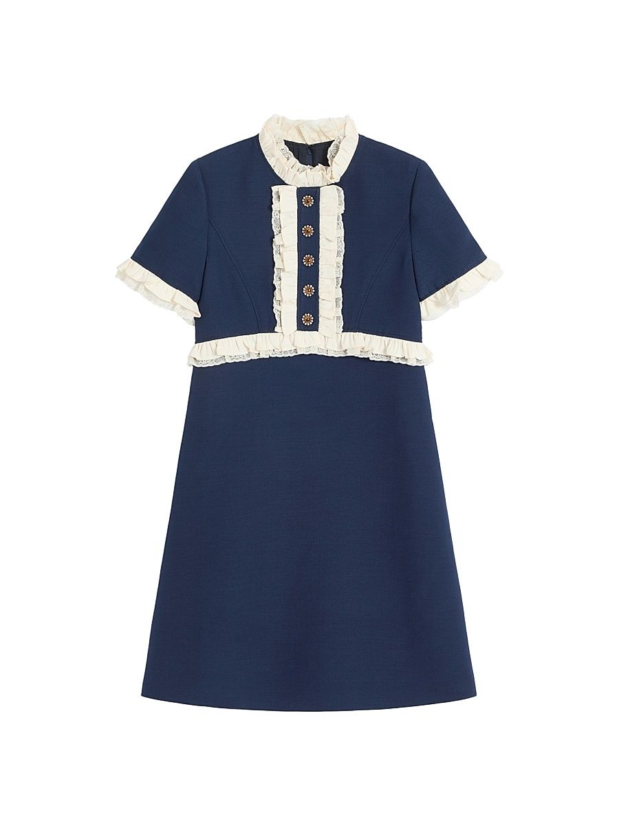 Women's Crepe Couture Short Dress - Indigo Ivory - Size 2