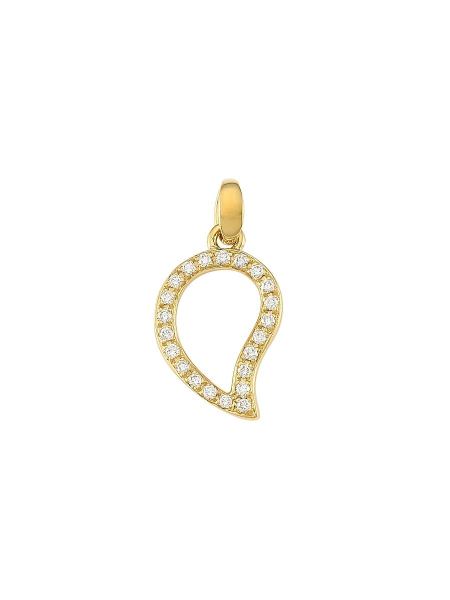 Women's Signature Wave 18K Yellow Gold & Diamond Pavé Small Pendant - Yellow Gold