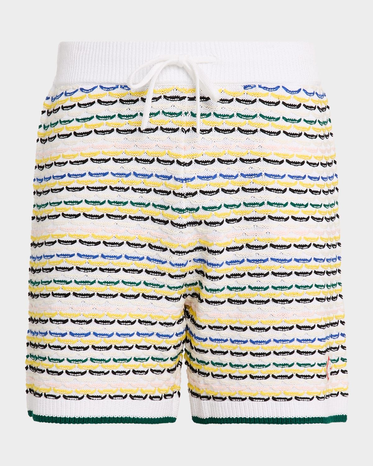 Men & apos;s Tuck Stitch Stripe Knit Drawstring Shorts