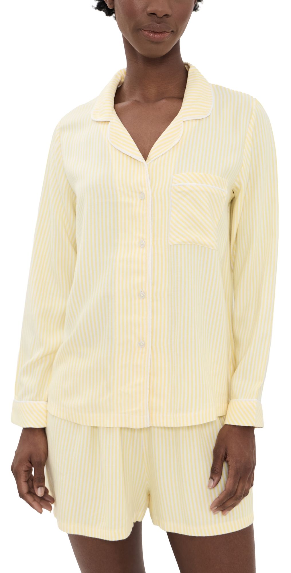 Stripe & Stare Ecovero Pajama Top Lemon Sorbet L