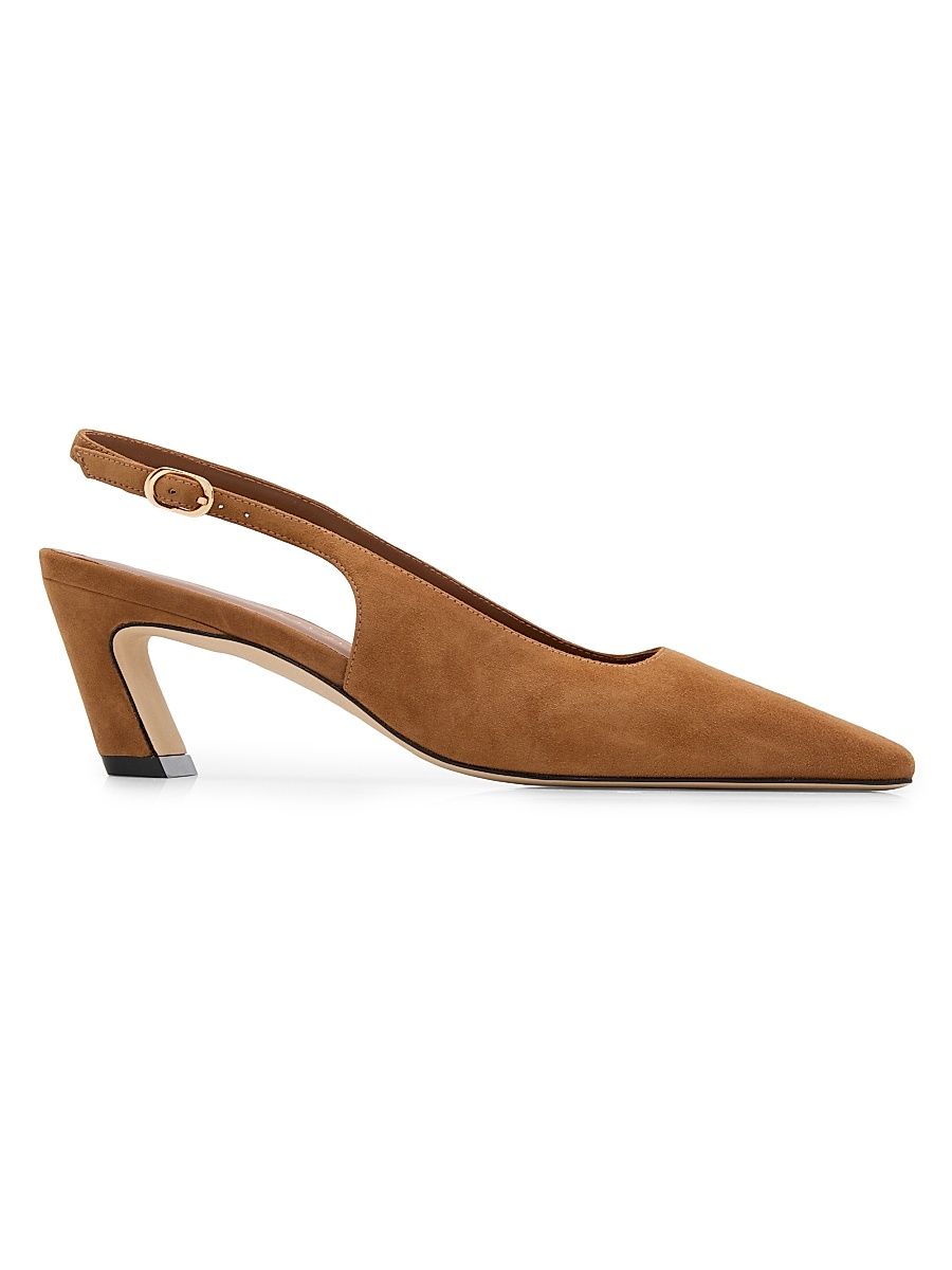 Women's Stassi 50MM Suede Slingback Pumps - Toasted Almond - Size 9.5