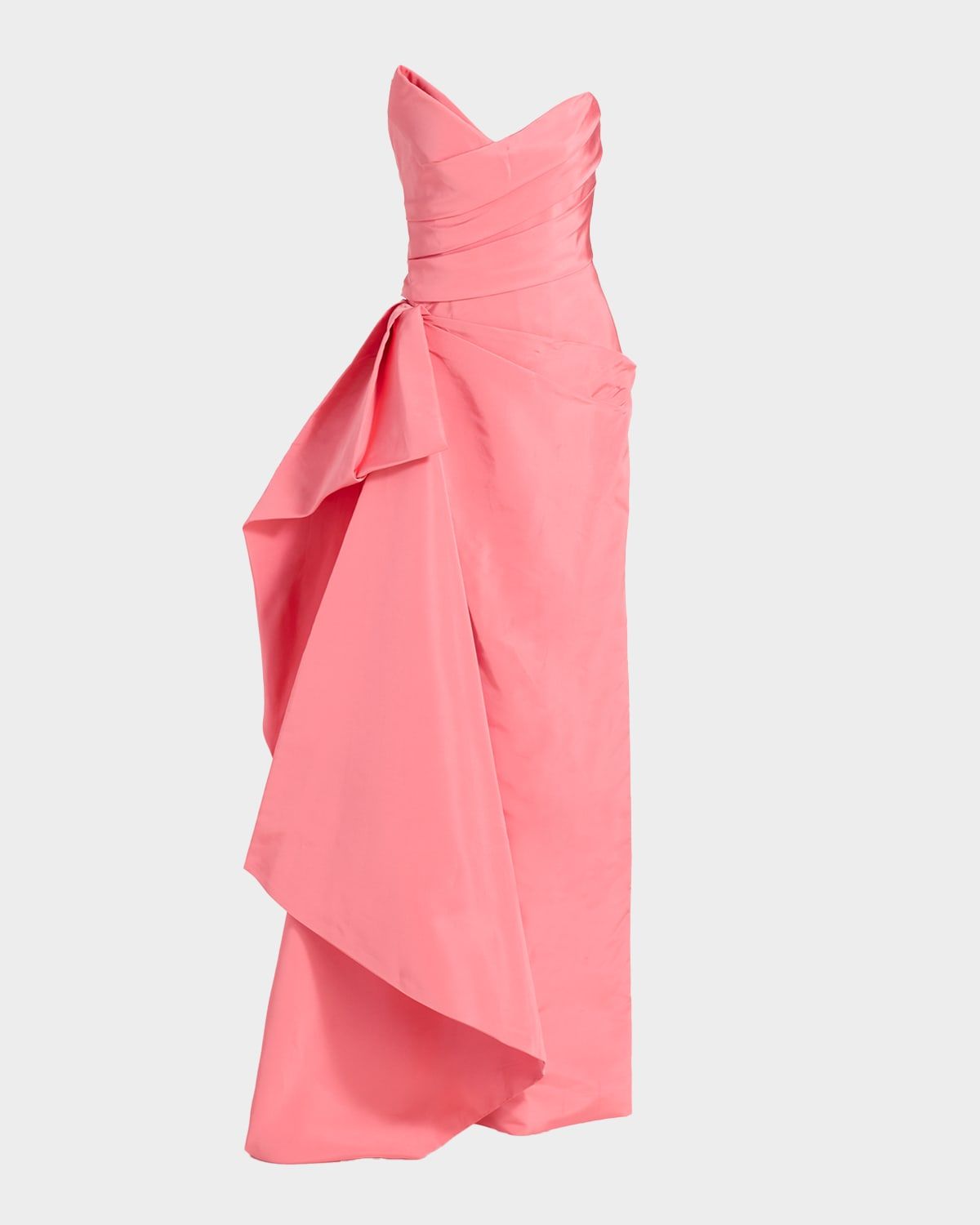 Strapless Draped Silk Faille Gown