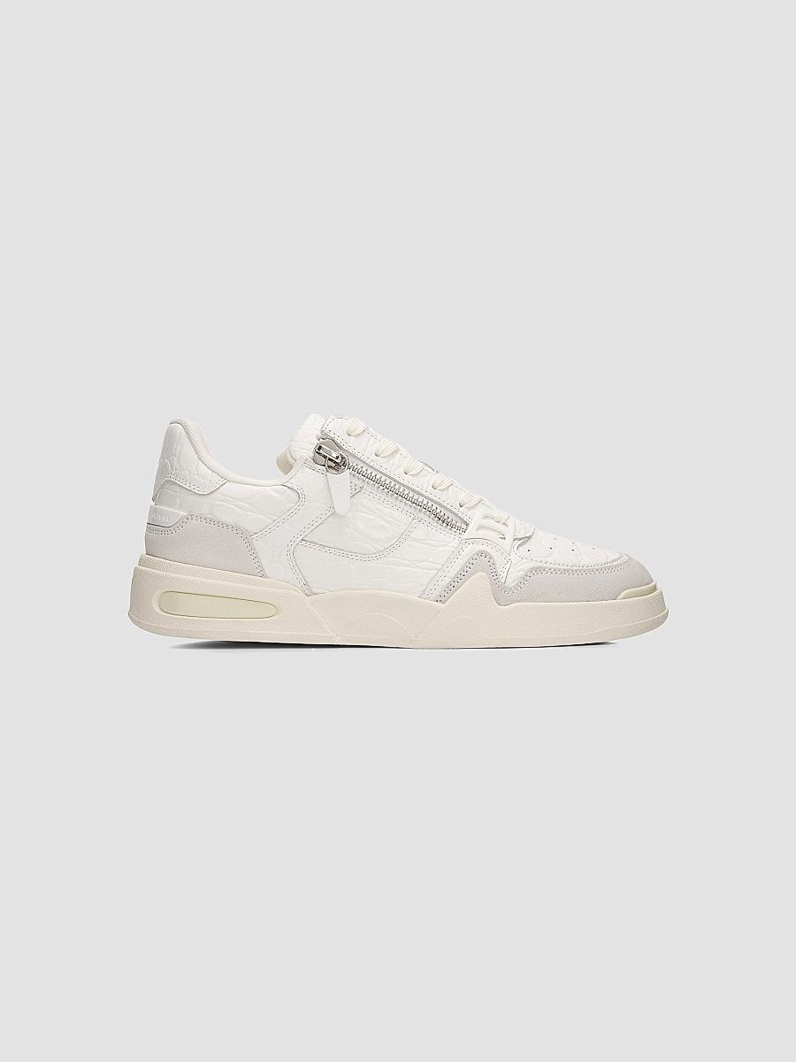 Giuseppe Zanotti Men's GZ Ghost Embossed-Leather Low-Top Sneakers - Bianco - Size 13