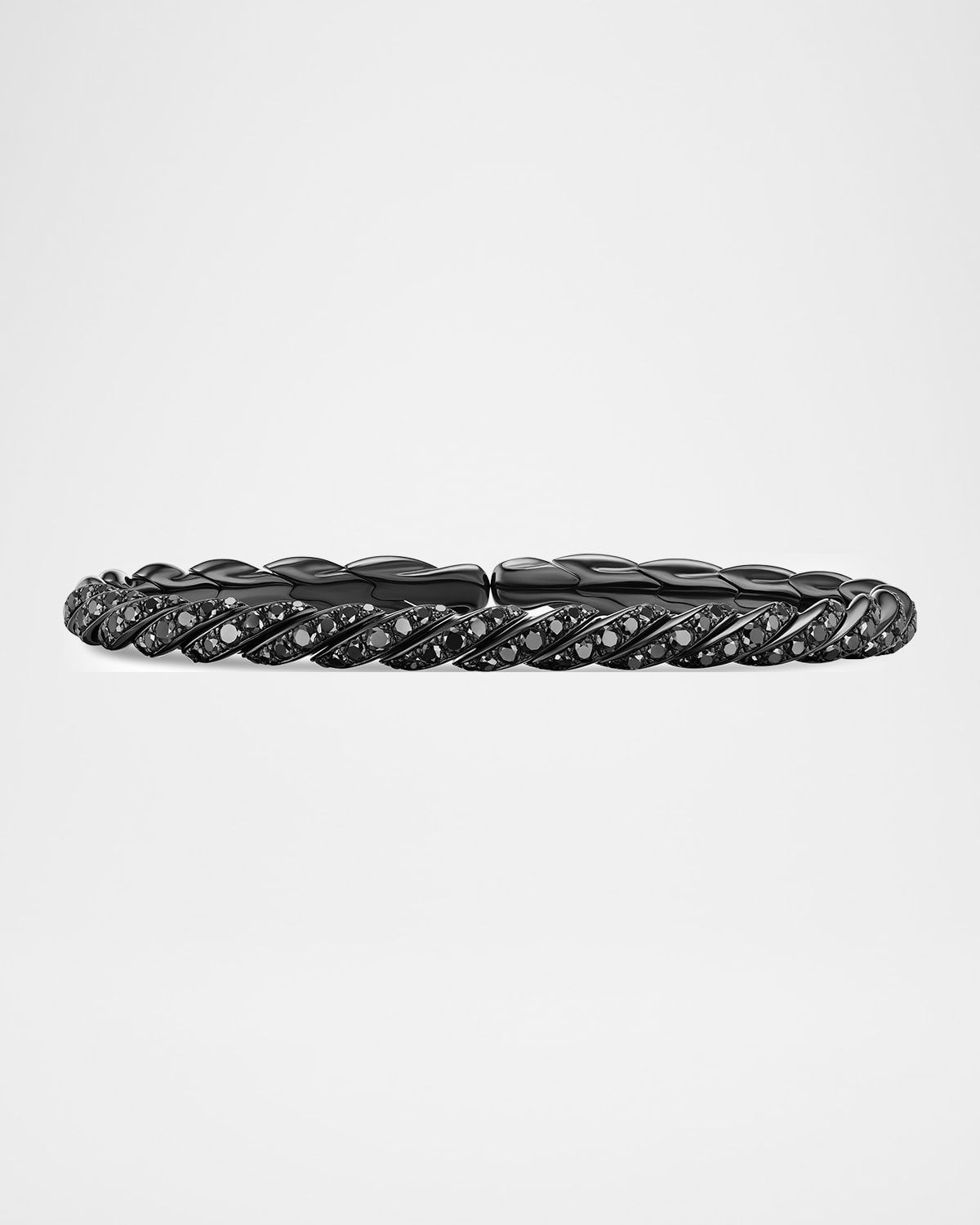 Sculpted Cable Flex Bracelet with Black Diamonds in 18K Gold