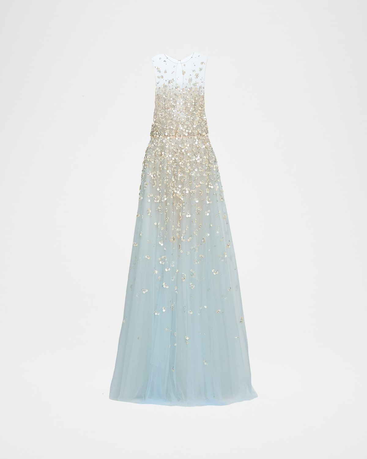 Degrade Embellished Sheer Tulle Gown