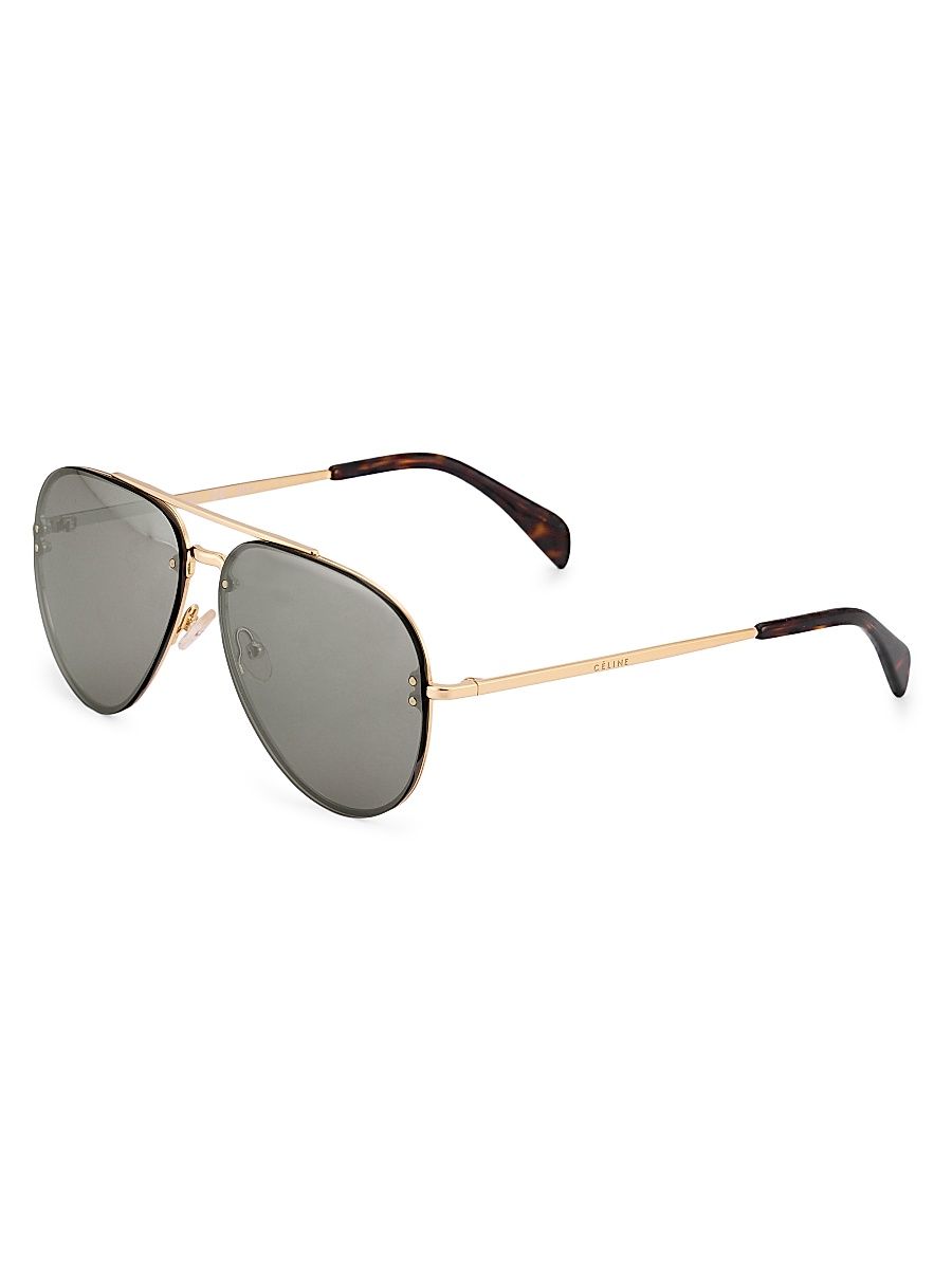 Men's 60MM Aviator Sunglasses - Gold