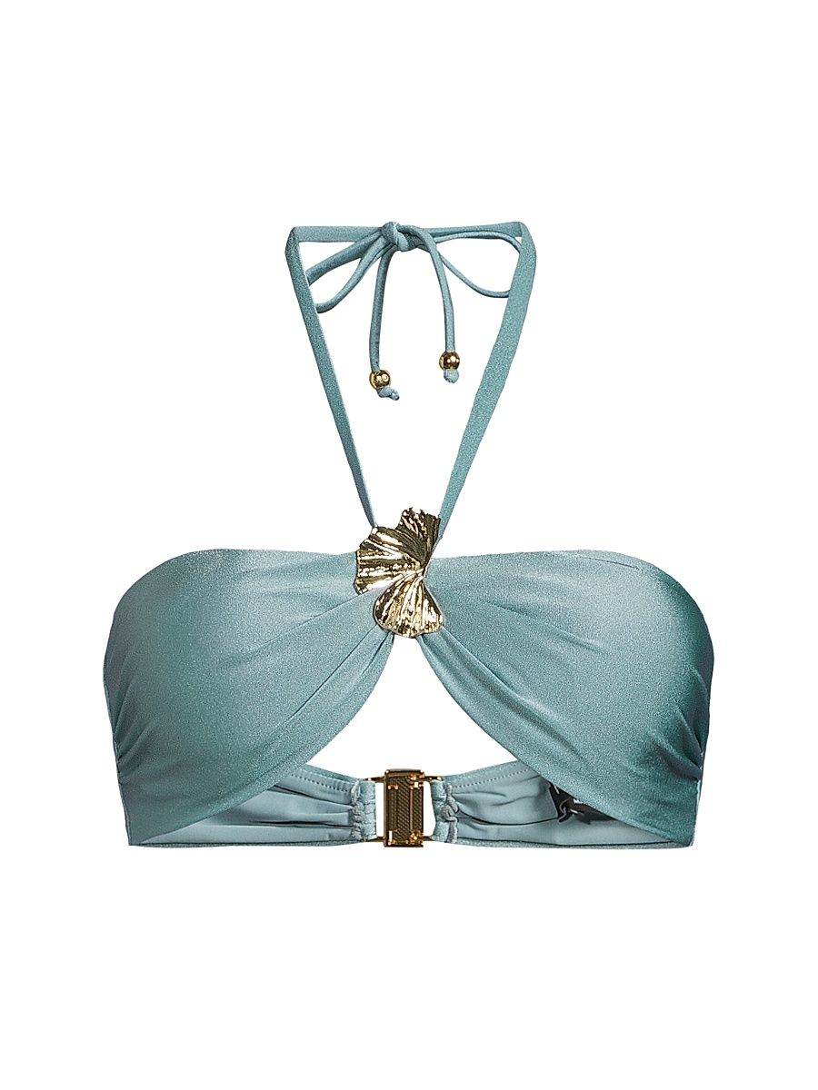 Women's Seashell Petal Halterneck Bikini Top - Blue - Size Small