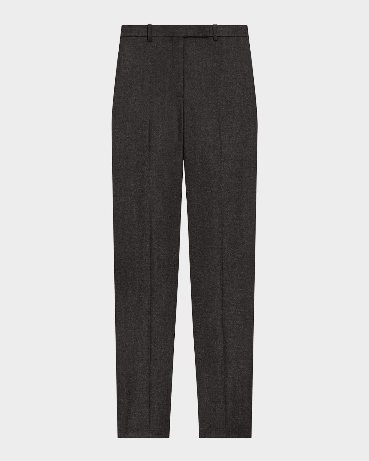 High-Waist Virgin Wool Tapered Ankle Pants