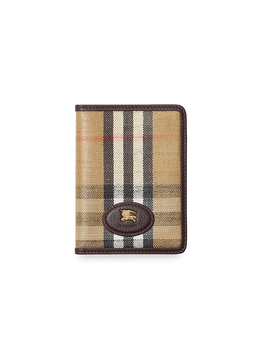 Women's Check Bifold Passport Case - Sand