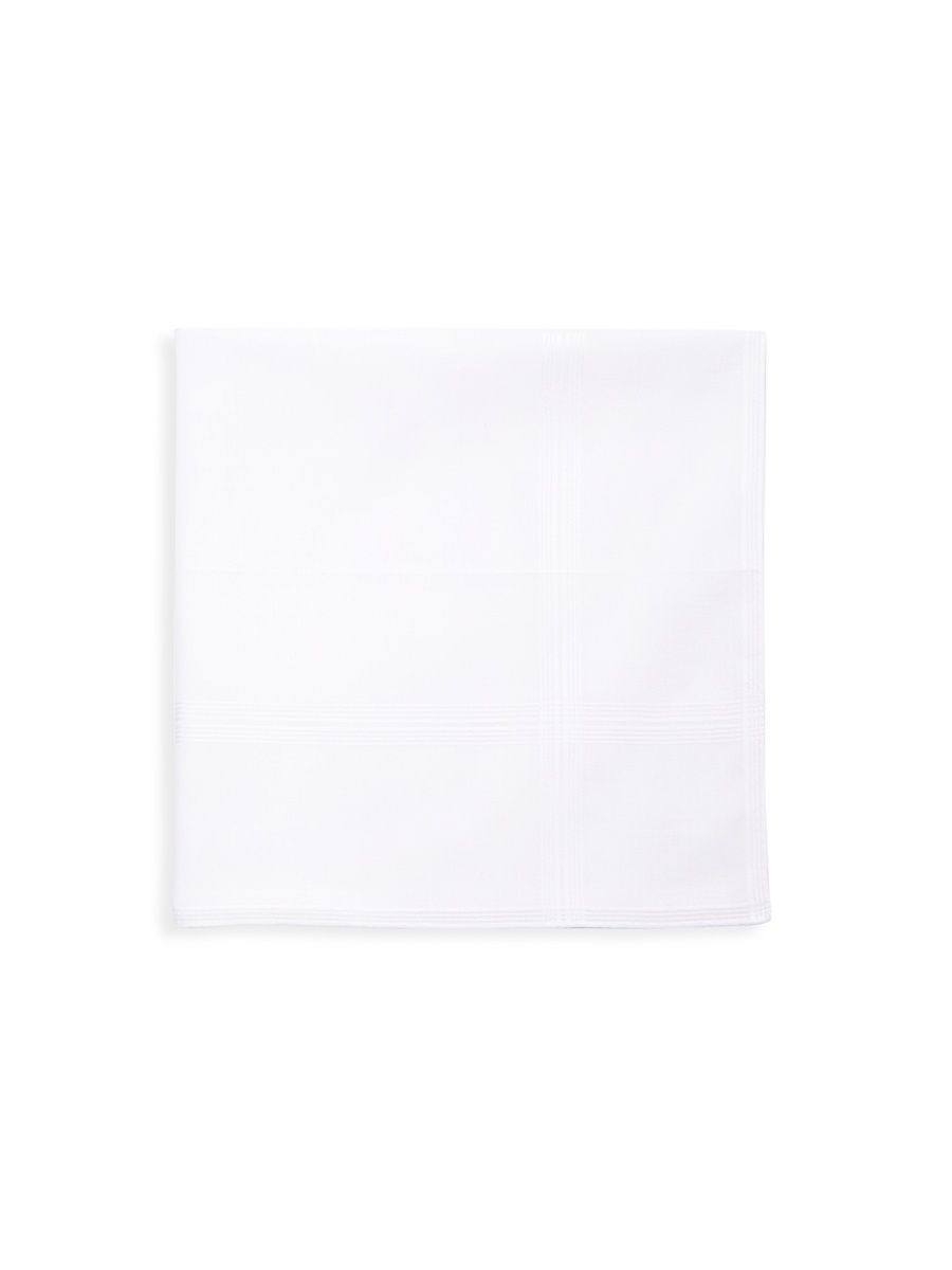 Men's Solid Cotton Handkerchief - White
