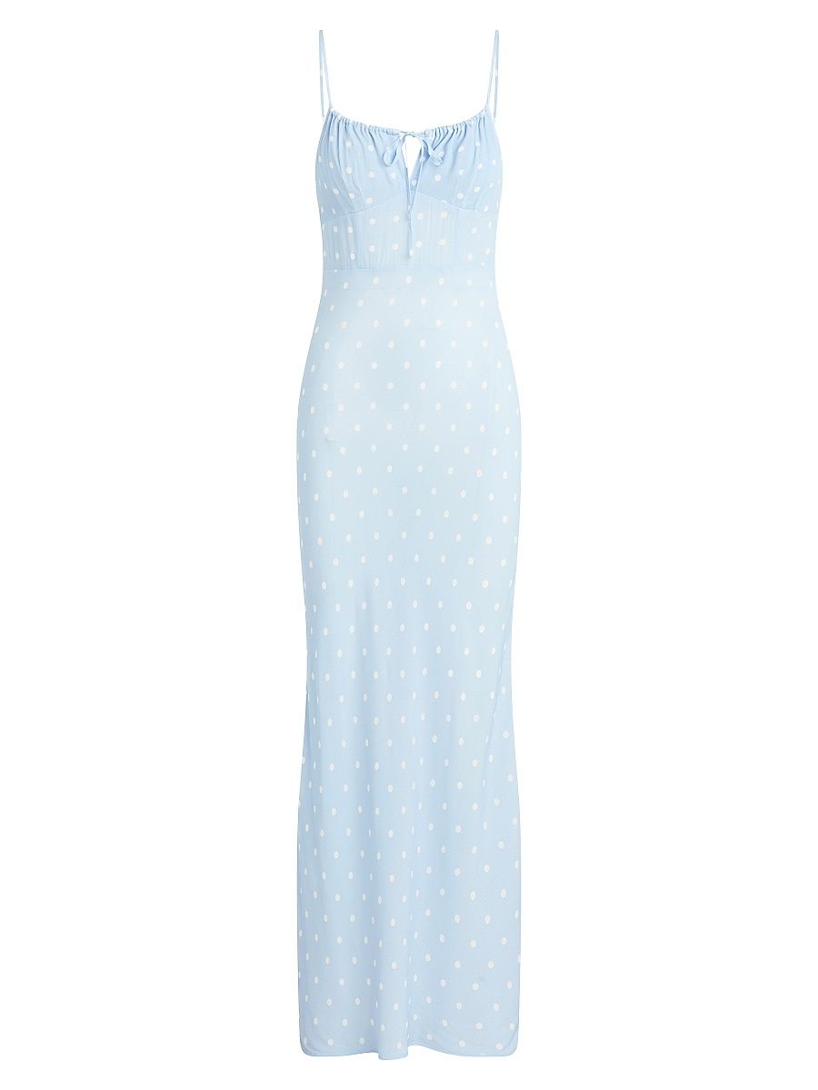 Women's The One That Got Away Polka Dot Maxi Dress - Sky Blue Dot - Size 14