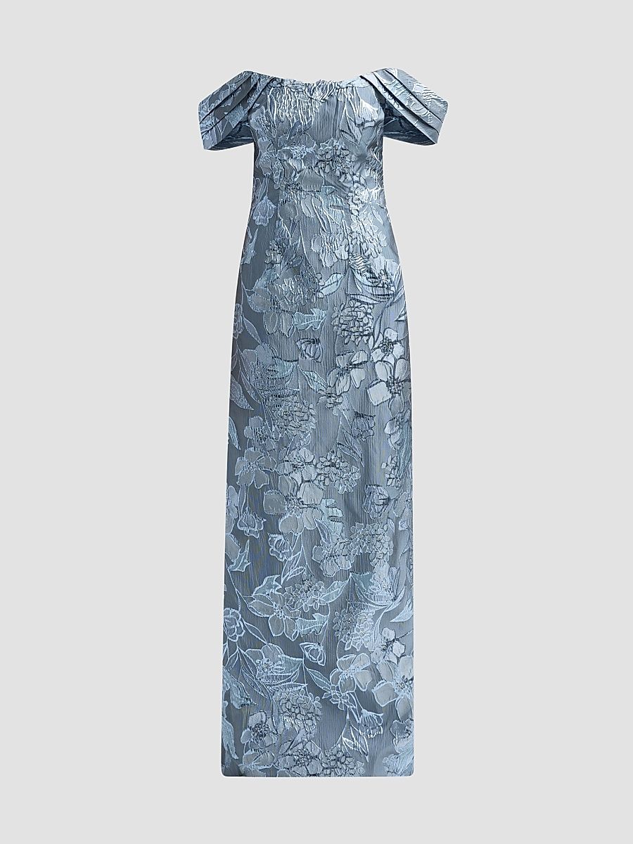 Women's Floral Fil Coupe Off-The-Shoulder Gown - Wisteria - Size 18