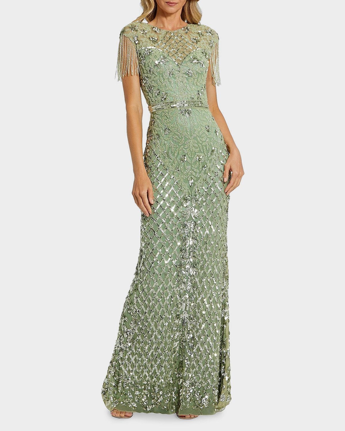 Beaded Fringe Gown