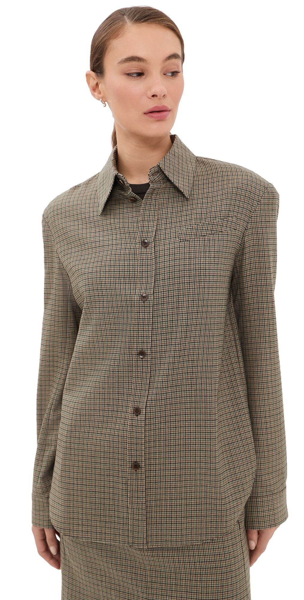 Tibi Thomas Menswear Check Detached Shirt Tan Multi S