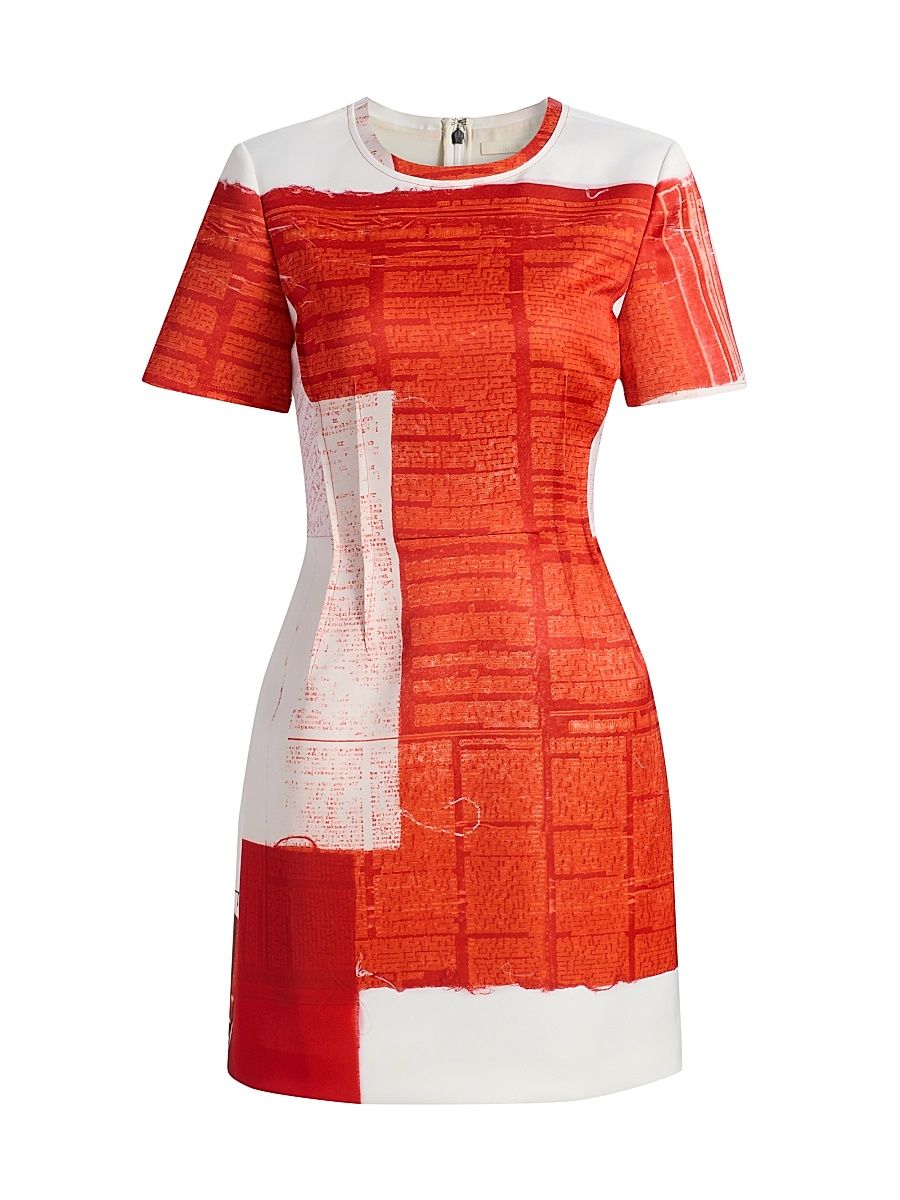 Women's Cat Paws Matte Duchess Minidress - Red Multi - Size 12