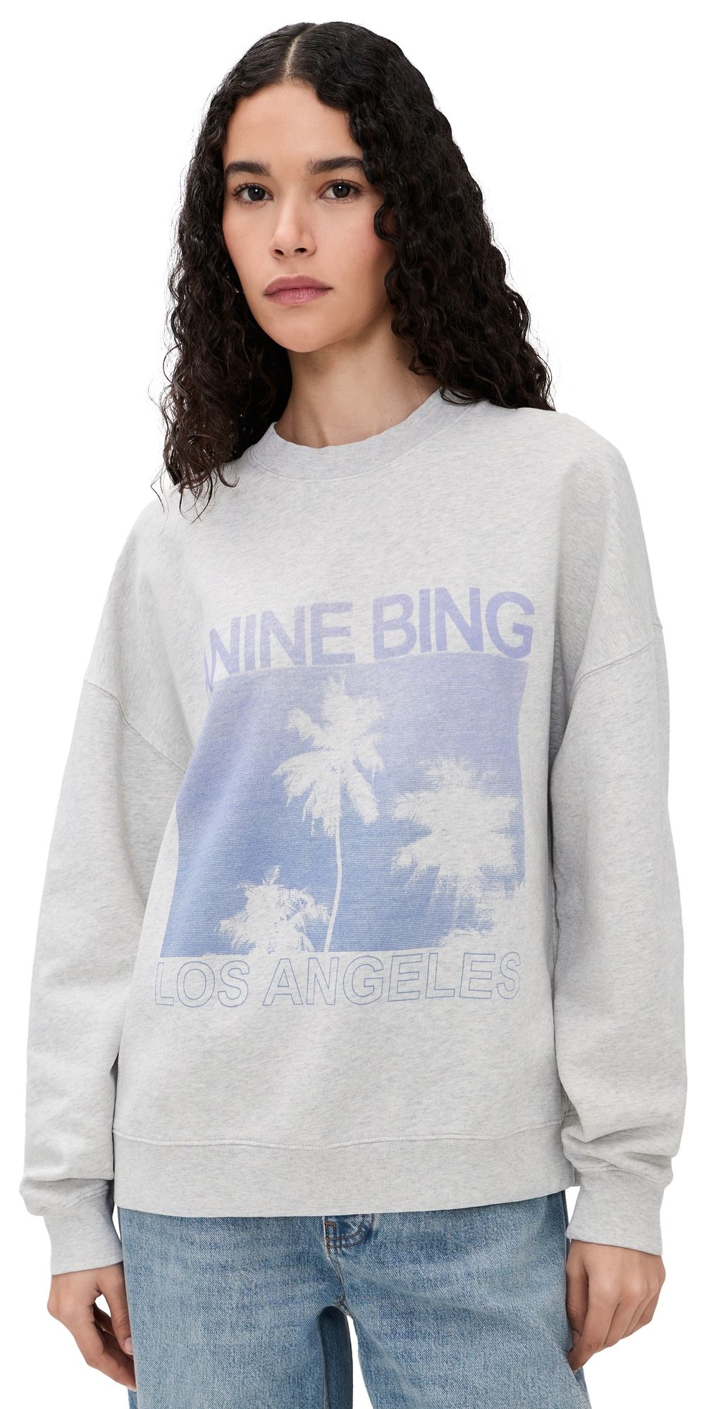 ANINE BING Miles Palms Sweatshirt Light Heather Grey XS