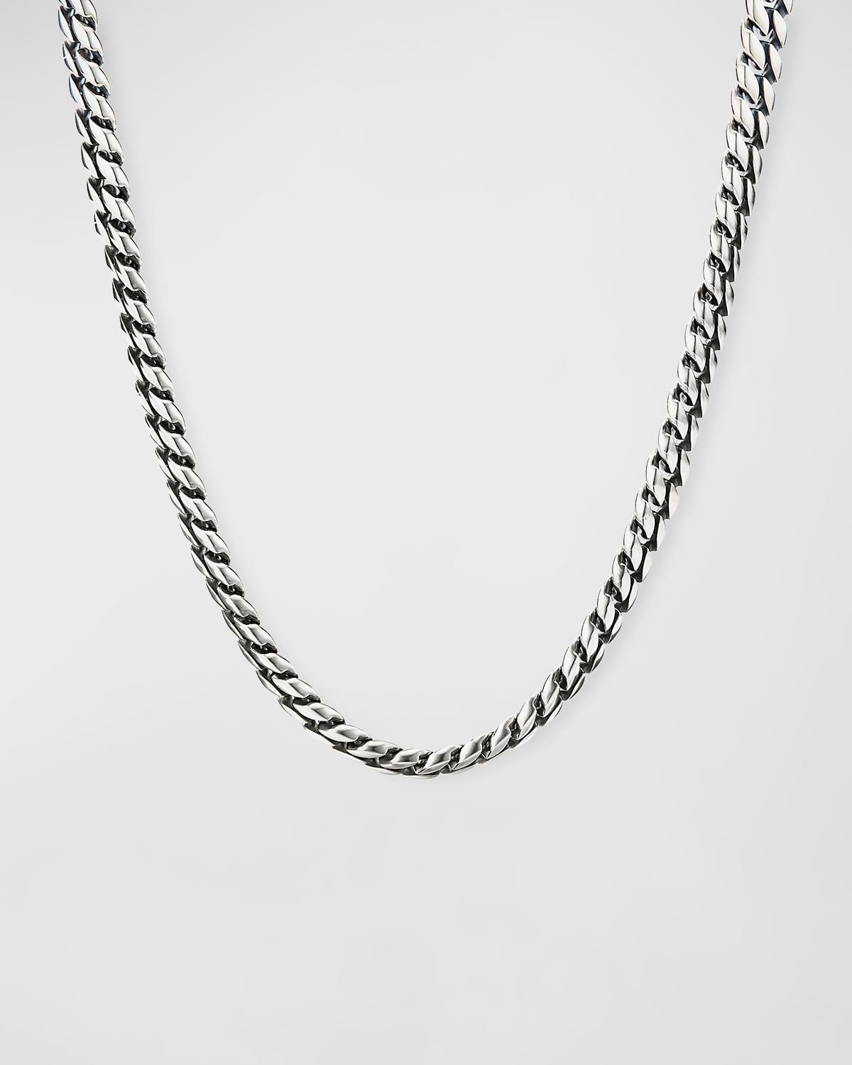 8mm Men & apos;s Curb Chain Necklace in Silver