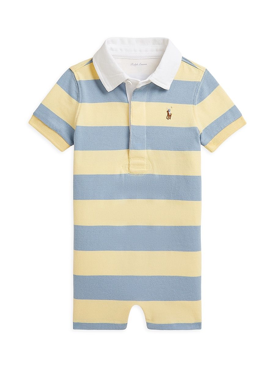 Baby Boy's Striped Cotton Rugby Shortall - Yellow Multi - Size 9 Months