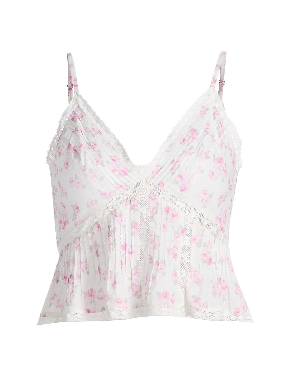 Women's Elsette Floral Cotton Camisole Top - Rustic Orchid - Size Large