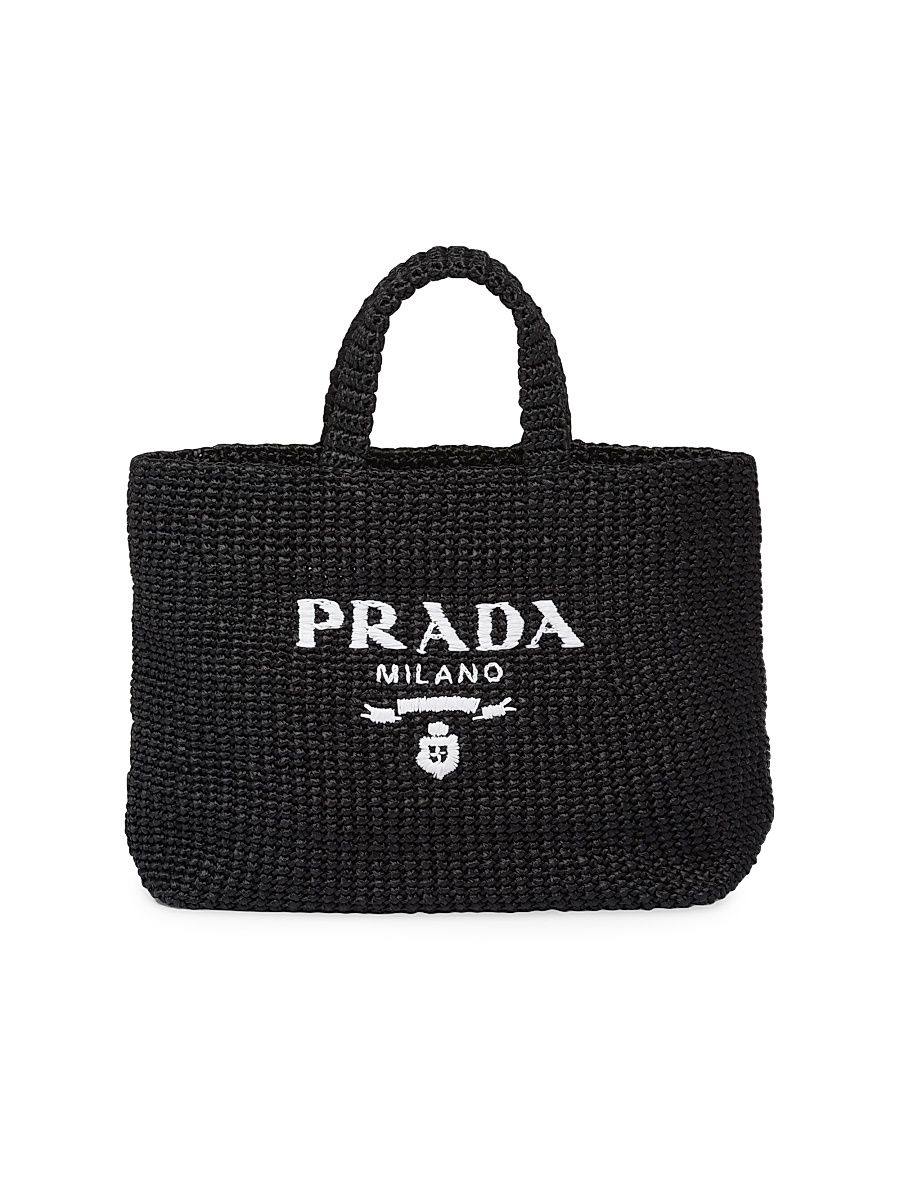 Women's Raffia Tote Bag - Black