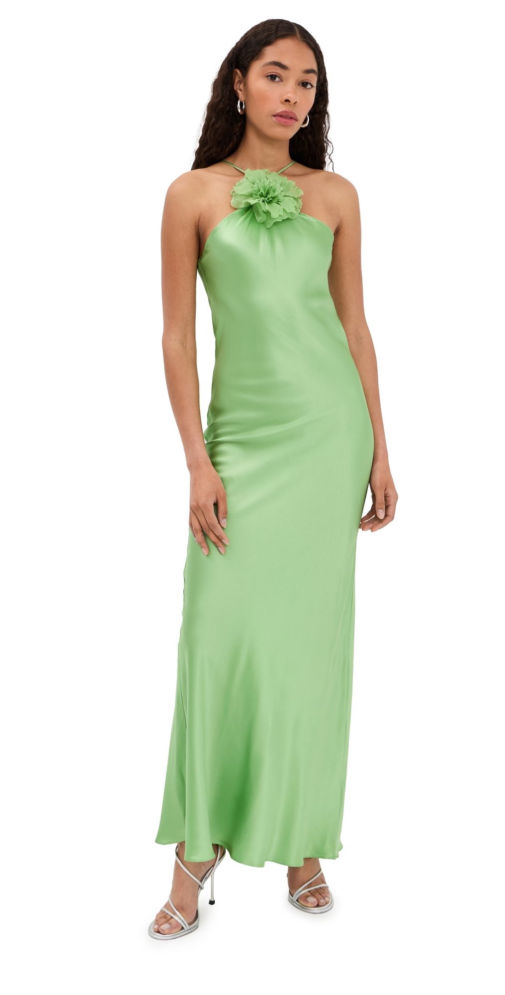 Rodarte Silk Bias Halter Dress Green 4