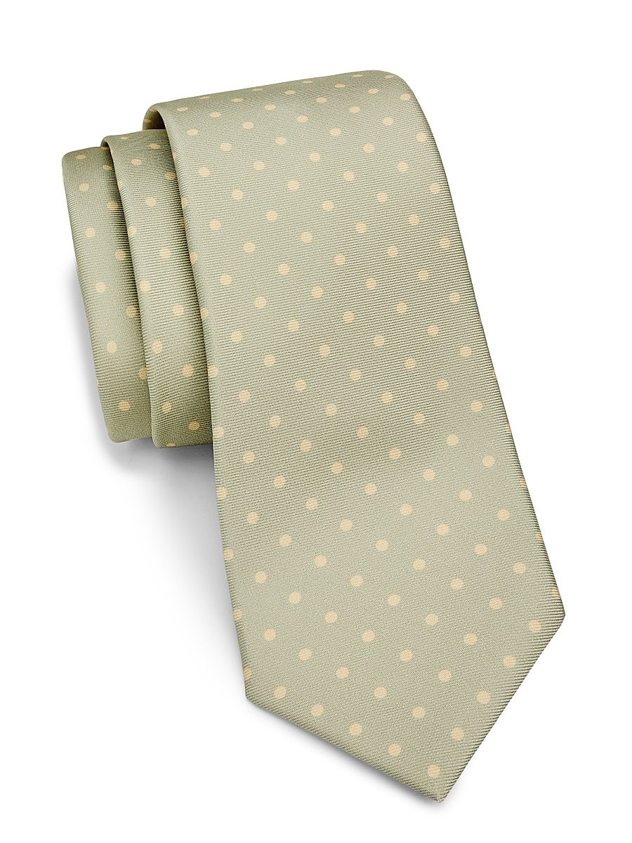 Men's Dot-Print Silk Tie - Orange