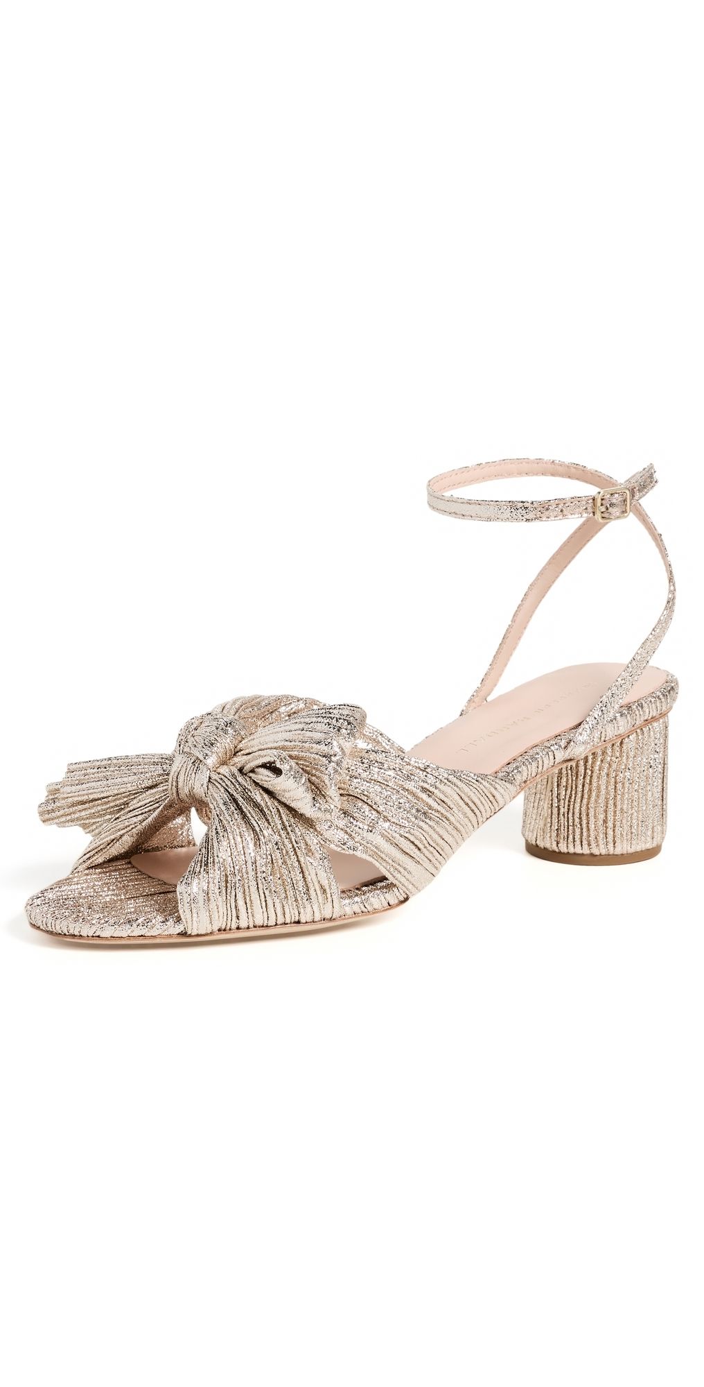 Loeffler Randall Dahlia Pleated Knot Mules Champagne 5.5