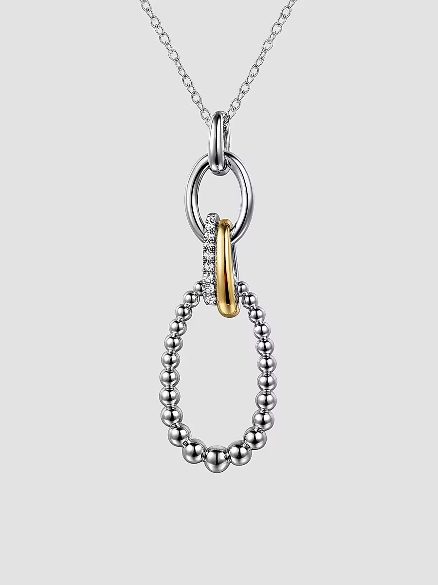 Gabriel & Co Women's Bujukan Sterling Silver, 14K Yellow Gold & White Sapphire Pendant Necklace - Sterling Silver