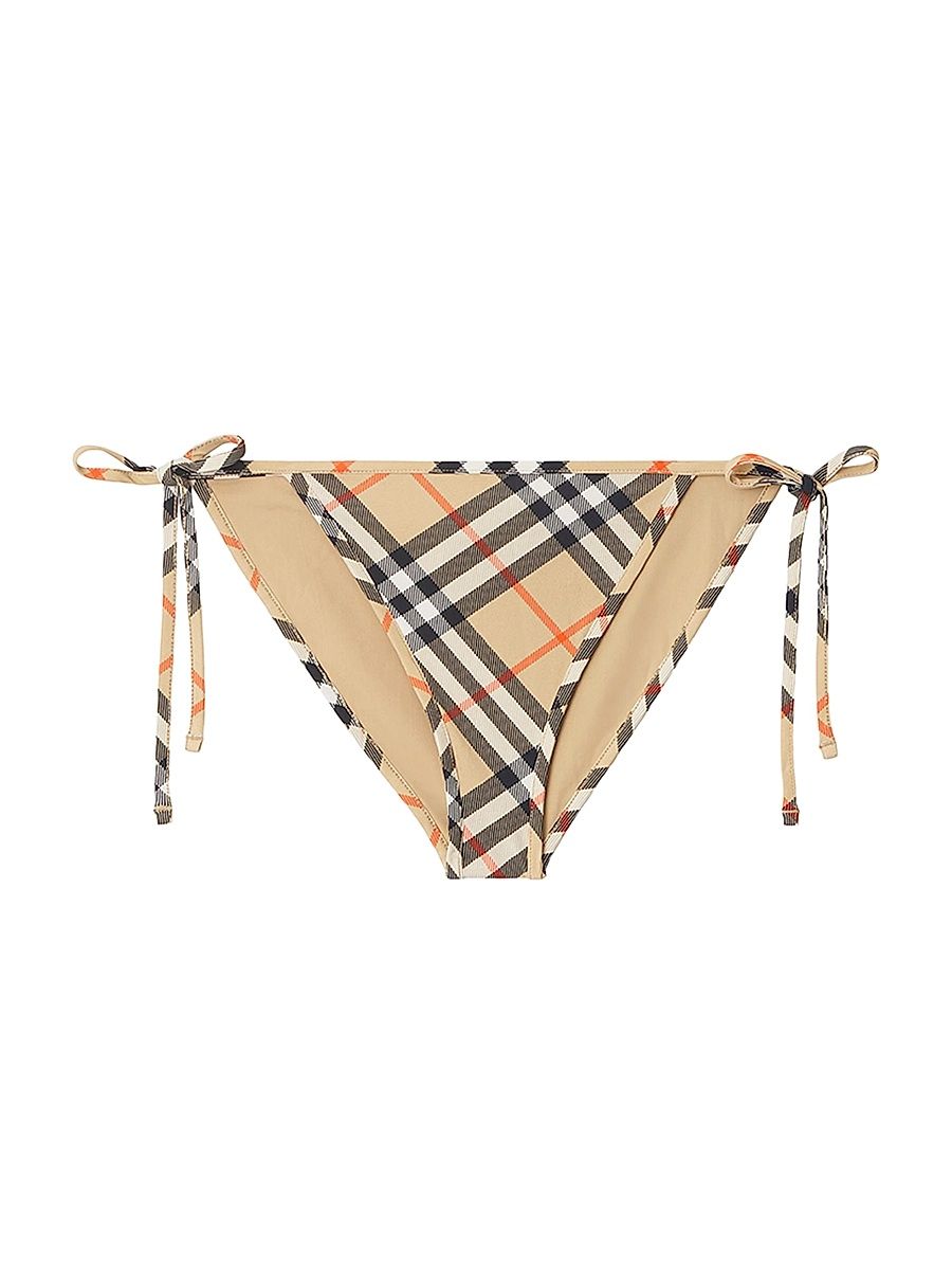 Women's Check Side-Tie Bikini Bottoms - Sand Check - Size XL